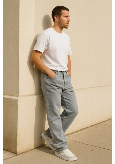 Cedy Denim Yüksek Kalite Baggy Fit Jean Leon Yüksek Bel Bol Kesim Kot Pantolon C352 Açık Gri