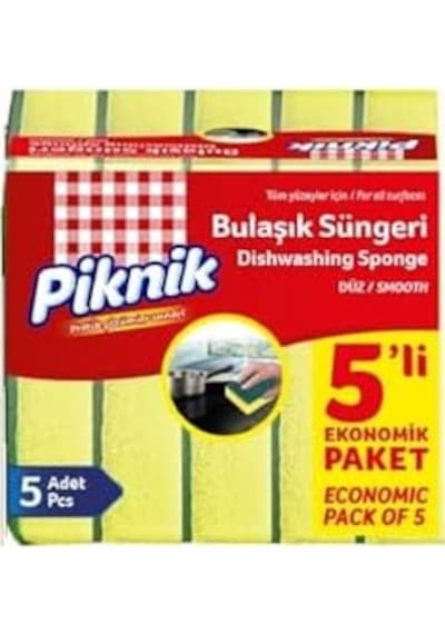 Piknik Bulaşik Süngeri 5'li Düz
