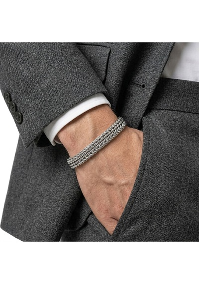Premium Sarmal Çelik Zincir Örgülü Erkek Bileklik 31835b2d3 - 21 Cm Gümüş