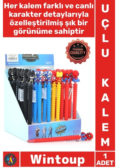 Kalem 17 Cm Ergonomik Eğlenceli Çocuk Öğrenci Mekanik Versatil Ofis 07 Uçlu Kahraman Figürlü Kalem