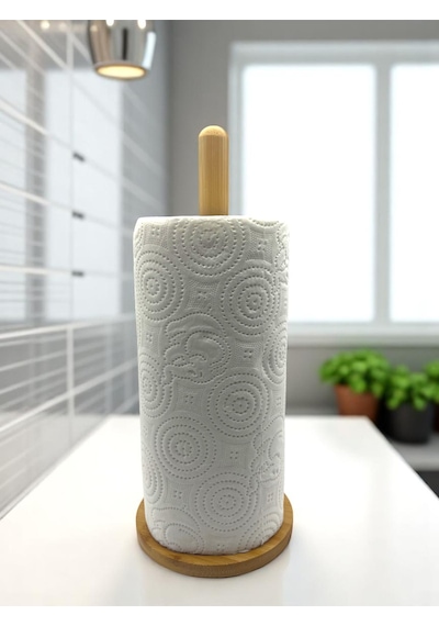 Bambu Kağıt Havluluk Dekoratif Peçetelik Rulo Kağıt Havlu Standı Ahşap Kağıt Havluluk Kahverengi