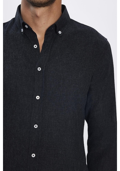 Tudors Slim Fit Uzun Kollu Düğmeli Yaka Kışlık Yün Viskon Düz Gömlek-25541 Siyah Tudors Slim Fit Uzun Kollu Düğmeli Yaka Kışlık Yün Viskon Düz Gömlek-25541 Siyah