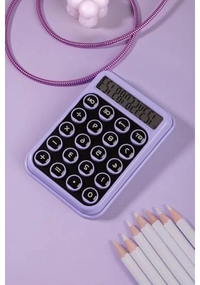 Renkli Işık Enerjili Hesap Makinesi - Günışığında Şarj 124-Pembe