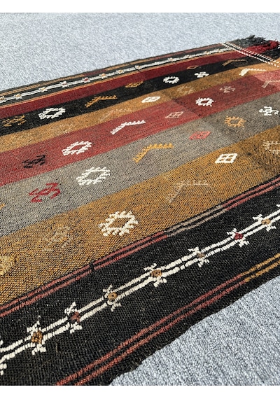 Burak Halı El Dokuma Dekoratif Kilim 92 x 123 Kök Boya Kiremit Kırmızı