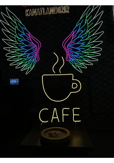 Cafe Yazılı Ve Şekilli Neon Tabela Sarı