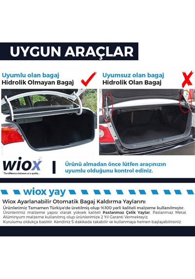 Ayarlanabilir Otomatik Bagaj Kaldırma Yayı