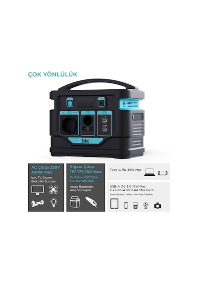 Bix 80000mah 300W Ac Priz 3 Usb-A 45W Type-C Power Station