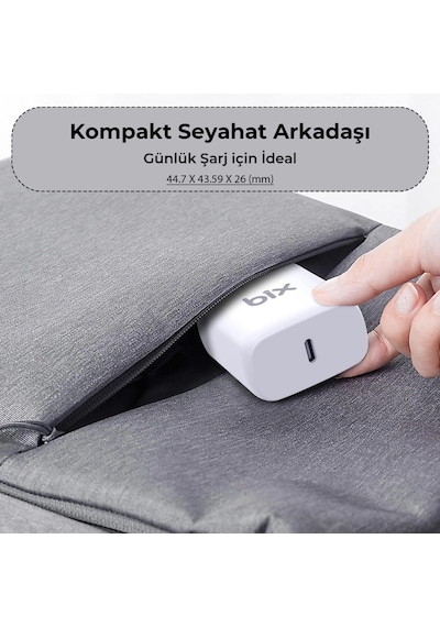 Bix BX-PD20TA 20W Type-C PD Hızlı Şarj Adaptörü