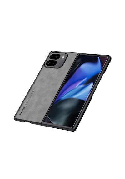 Microcase Google Pixel 11 Pro Fold İle Uyumlu Luxury Leather Series Deri Desenli Plastik Koruma Kılıf - Al8125 Gri
