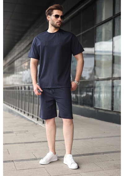 Lacivert Erkek Şort T-shirt Takım E7347