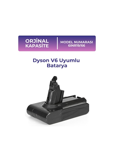Dyson V6 Uyumlu Batarya 6ınr19/66 21.6v 2000mah Pil Dik Süpürge Bataryası