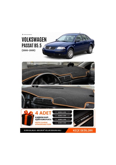 Volkswagen Passat B5.5 2000-2005 Uyumlu Torpido Örtüsü, Torpido Kılıfı - Siyah Kahverengi