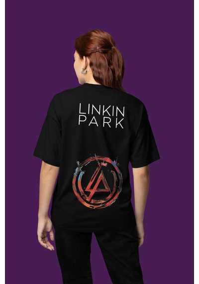 Sevbano Linkin Park Sırt Baskılı Unisex Oversize Müzik Grubu Tişört Siyah
