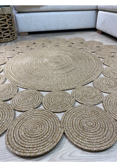 Mavaux Hasır Jüt Çiçek Desenli Kilim Halı Hasır