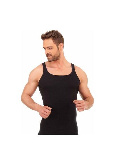 Erkek Kaşkorse Ince Askı Fitilli Spor Atlet Siyah