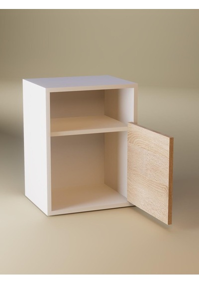 Detamob Kapaklı Raflı Komodin, %100 Mdf Sonoma/beyaz & Karbon Gri/sonoma Beyaz