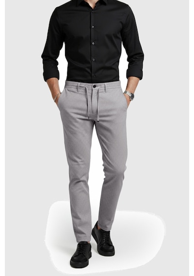 Rizzup Erkek Taş Likralı Gofre Kumaş Beli Lastikli İpli Slim Fit Günlük Pantolon 2600650