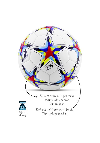 Telvesse Futbol Topu Şampiyonlar Ligi Pompalı Sert Zemin Halı Saha Futbol Topu No:5 Kırmızı 034 Kırmızı