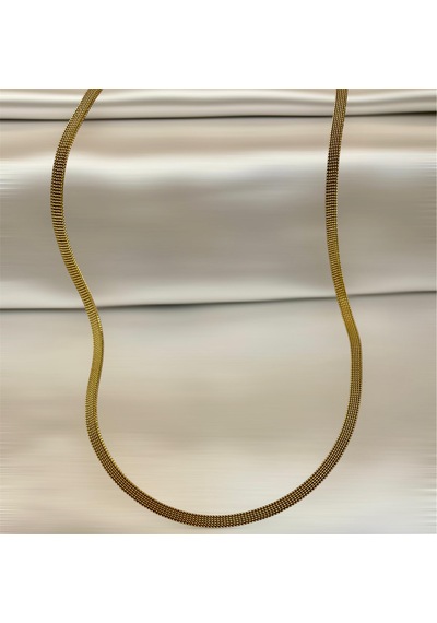İtalyan Model Hasır Kordon Çelik Gold Unisex Kolye 60 Cm