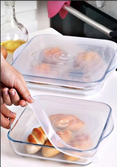 2 Boy Kare Kapak + 6 Lı Tencere Kupa Bardak Bonesi - 8 Parça Silikon Borcam Kapağı Ve Streç Kapak Seti Beyaz