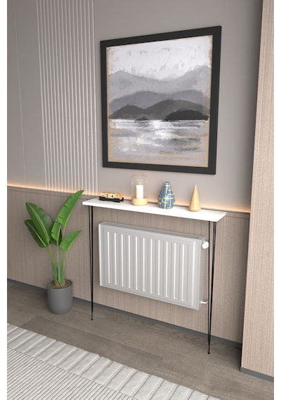Violet Minimalist Metal Ayaklı Dar Dresuar Dekoratif Petek Üstü Dresuar 90 Cm Beyaz