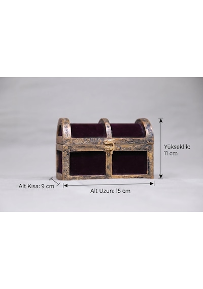 Vm Tasarım - Eskitme Çerçeveli & Dokulu Anı Ve Takı Sandığı 15x9x11 Cm Dekoratif Hediye Kutusu Diğer
