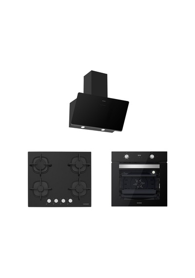 Silverline BO6502B02 - CS5427B01 - 3457 Soho 60 Siyah Ankastre Set