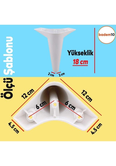Mobilya Kanepe Sehpa Tv Ünitesi Koltuk Ayağı 18 Cm Beyaz Baza Ayak 4 Adet Diğer