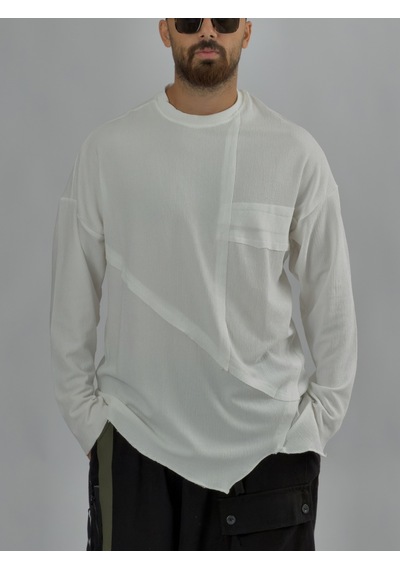 Cocopelli Asimetrik Dikişli Beyaz Erkek Sweatshirt Coc3456