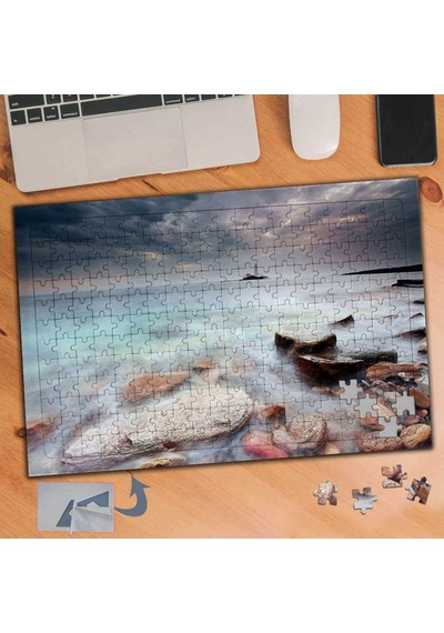 Buharlı Deniz Ve Taşları 240 Parça Puzzle Yapboz Tablo-654