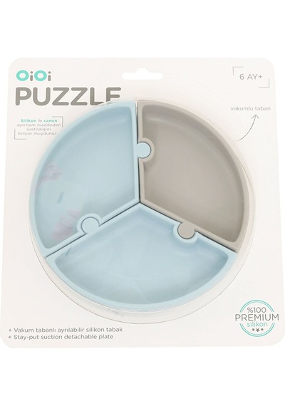 Puzzle Mama Tabağı Mineral Blue Powder Grey 4 Adet