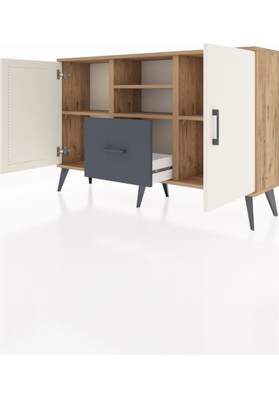 Arges Konsol 4 Raflı Tek Çekmeceli 2 Kapaklı 132x30x83 Çam-aytaşı/antrasit Aytaşı/antrasit Arges Konsol 4 Raflı Tek Çekmeceli 2 Kapaklı 132x30x83 Çam-aytaşı/antrasit Aytaşı/antrasit