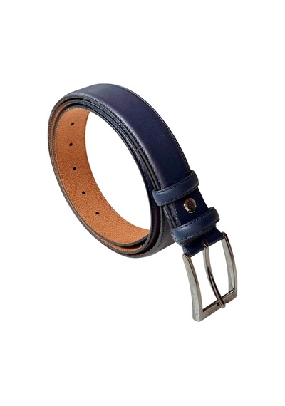 Süzer Deri 3.5 Cm. Klasik Hakiki Deri Dikişli Model Düz Renk Erkek Kemer Lacivert Lacivert