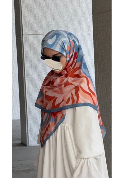 Qalortex Scarf Pamuklu Soft Mihrâ Desen Eşarp-bulut