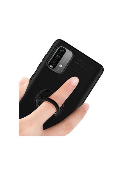 Xiaomi Redmi Note 9 4G Kılıf Yüzüklü Tam Korumalı Silikon Kapak