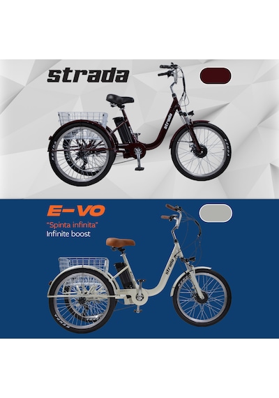 Stradacycles E-VO Mekanikdisk 24 Jant Üç Tekerlekli Elektrikli Bisiklet
