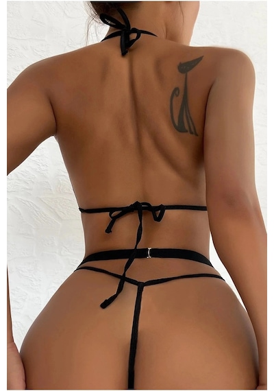 Angbutik Kadın Şık Siyah Dantelli Babydoll Gecelik Tm1297