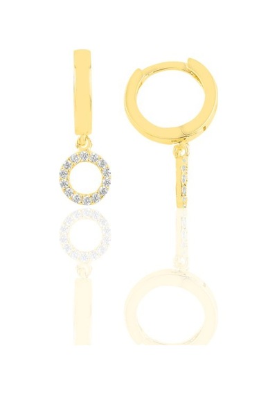 Gümüş Zirkon Taşlı Daire Küpe Barcode Gold - Rose Gold - Rodyum