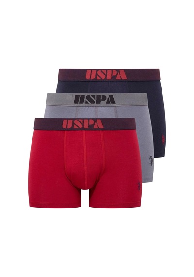 U.S. Polo Assn. U.s Polo Assn. 80521 Erkek Pamuklu 3'lü Boxer-bordo&lacivert&antrasit Bordo