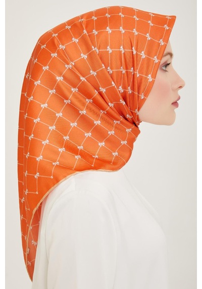 Belli Twill İpek Eşarp - 4006-54 Turuncu - Turuncu