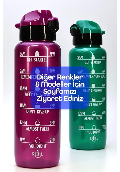 Su Matarası Tritan Geniş Ağız Su Şişesi Motivasyon Spor Matarası Suluğu Bpasız 1000 Ml Yeşil T0103 Çok Renkli