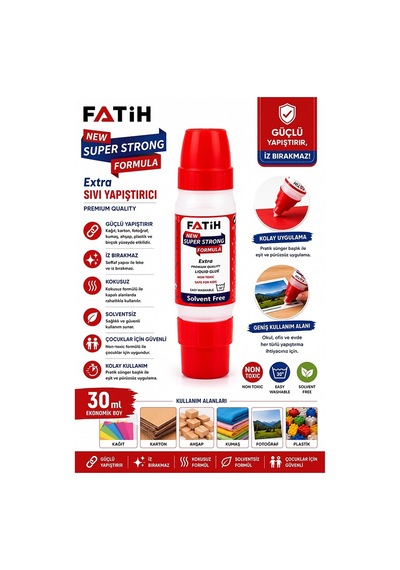 Sıvı Yapıştırıcı Çift Uçlu Şeffaf 30ml 1 Adet Fatih Çift Taraflı Uhu Kağıt Karton Yapıştırıcısı Okul Büro Ofis