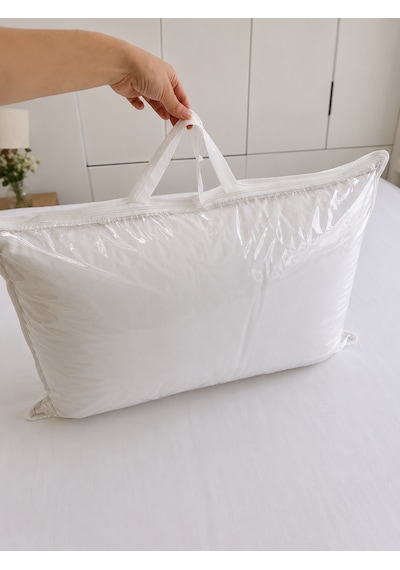 Viscolog Otel Konforu Rahat Mikrojel Yastık %100 Pamuk Kumaş 900 Gr Dolgu Hipoalerjenik Nefes Alan 50x70 Cm Tela Çantalı Beyaz