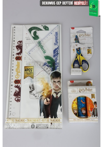 X Dekomus "wizard Icons Collection" Harry Potter Lisanslı Kırtasiye Seti 4'lü Cetvel Seti,makas Ve 3'lü Stick Yapıştırıcı Seti Diğer
