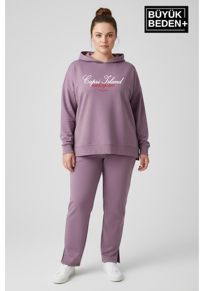 Süperlife Büyük Beden Kapşonlu Capri İsland Baskılı Tunik İnce Sweatshırt Spr26btk991-2 Lilac Süperlife Büyük Beden Kapşonlu Capri İsland Baskılı Tunik İnce Sweatshırt Spr26btk991-2 Lilac