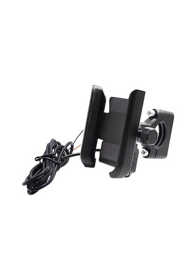 Resolut Motosiklet USB Şarjlı Alüminyum Alaşım Gidon Bağlantılı Telefon Tutucu