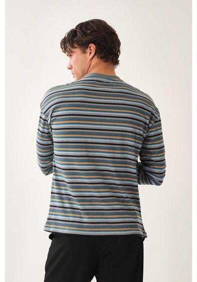 Alexander Gardi Cep Detaylı Çizgili T-shirt Yeşil