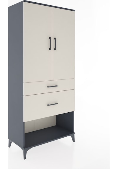 Hyperion Dolap Tek Raflı 2 Çekmeceli Tek Askılı 88x44x195 Ant... Antrasit