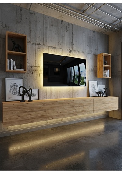 Resital Duvara Monte Ledli 270 Cm Tv Ünitesi Duvar Raflı - Ll6030 Atlantikçam