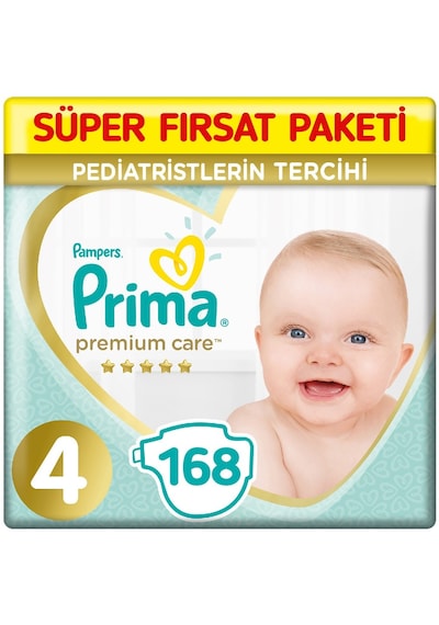 Prima Premium Care 4 Beden Bebek Bezi 84x2 168 Adet 2'li
